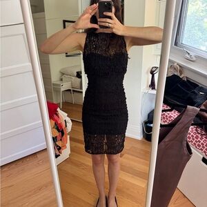 RW&CO. Elegant Black Lace Mini Dress